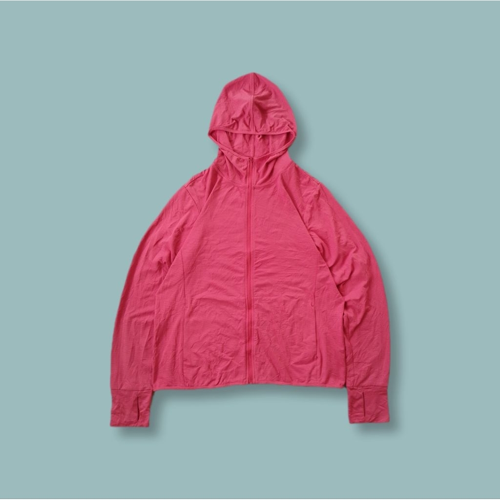 Uniquesport - Jaket Olahraga Running Uniqlo AIRism UV Cut Pink Second L
