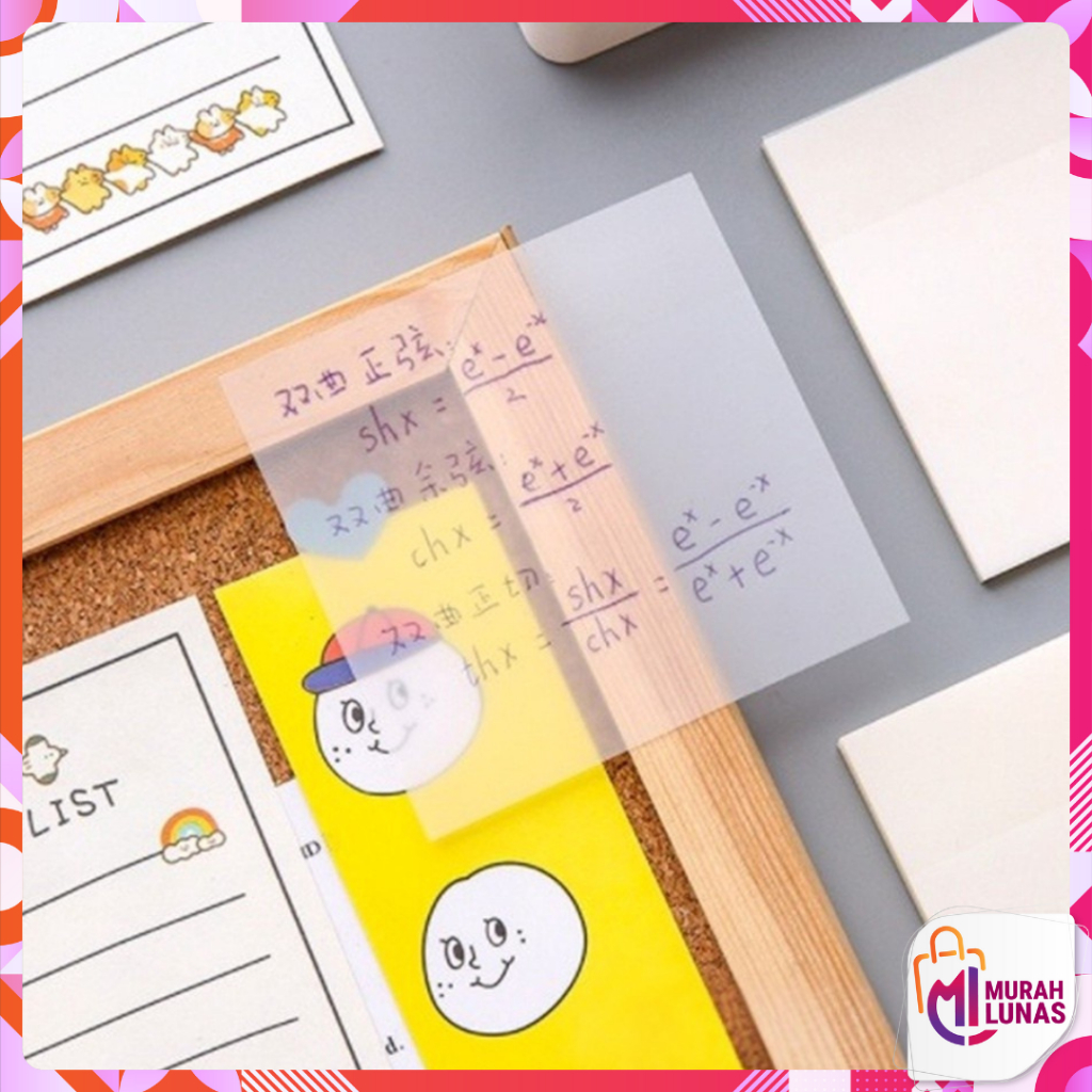 

MUNAS Set Notes tempel Transparan 50 Lembar Label Stickers PET Tahan air dan halus Kertas Memo Note Anti Air Untuk Sekolah