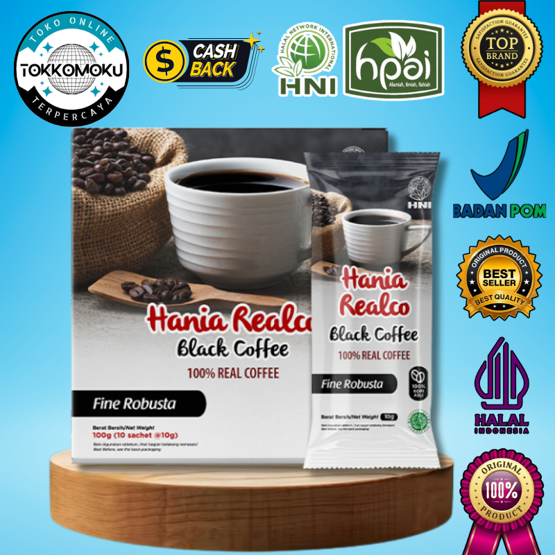 

Hania Realco Black Coffee Fine Robusta - Kopi Bubuk Murni 100% Robusta