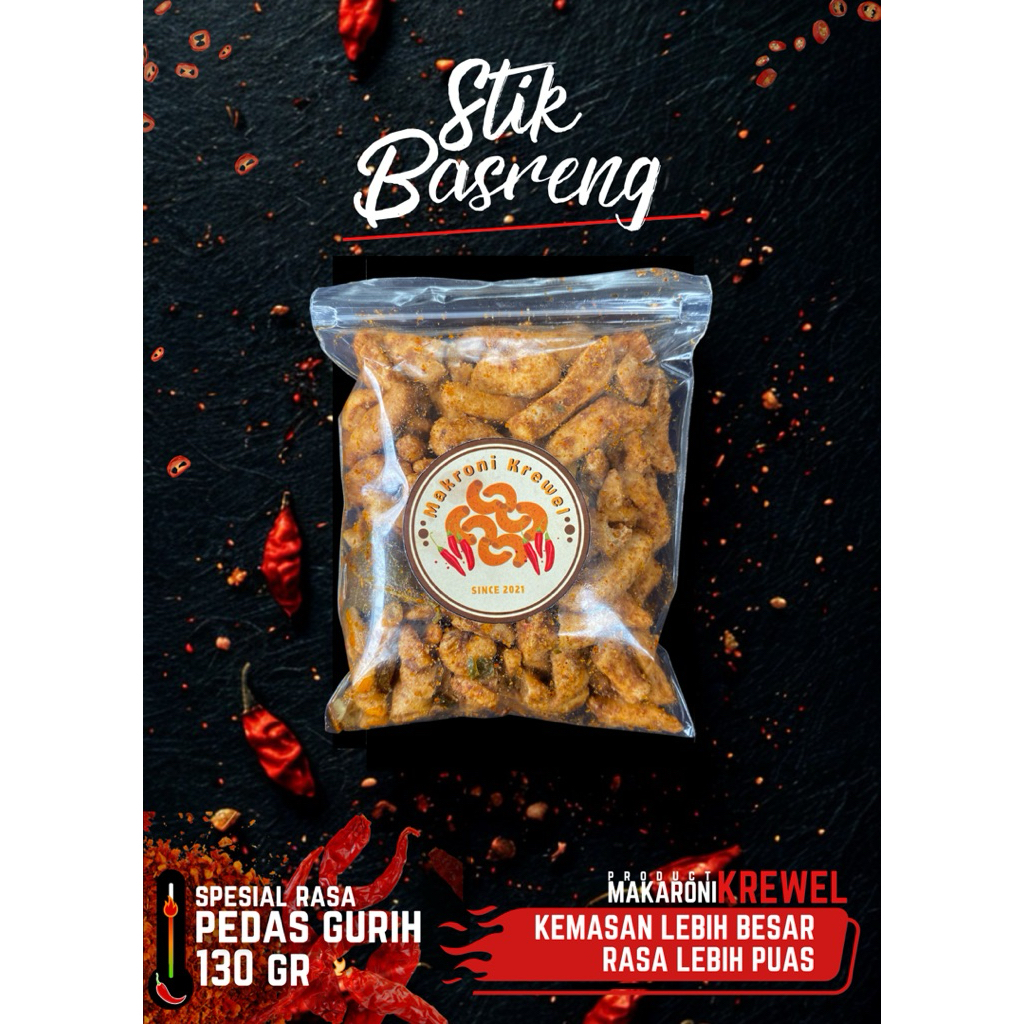 

Makaroni Krewel - (Stik Basreng Kemasan Plastik Ziplock Besar)