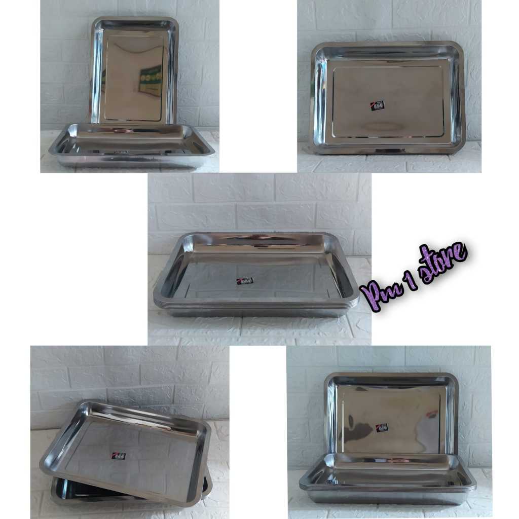 Nampan baki Stainless Steel Ukuran 40x30cm Nampan Stenlis Persegi Segi Panjang Nampan Stainles Besar