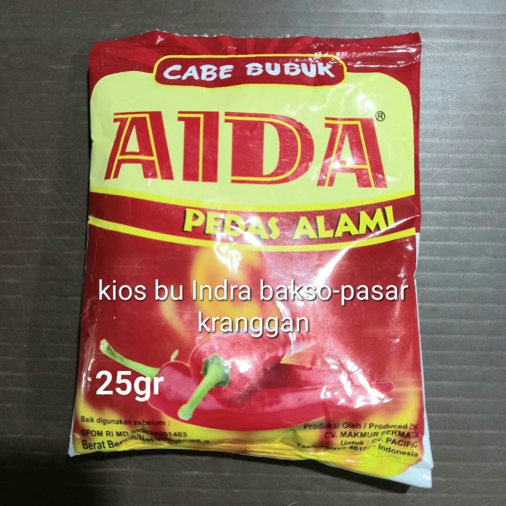 

cabe giling bubuk aida 25 gr pedas alami tabur cabai sachet renceng renteng