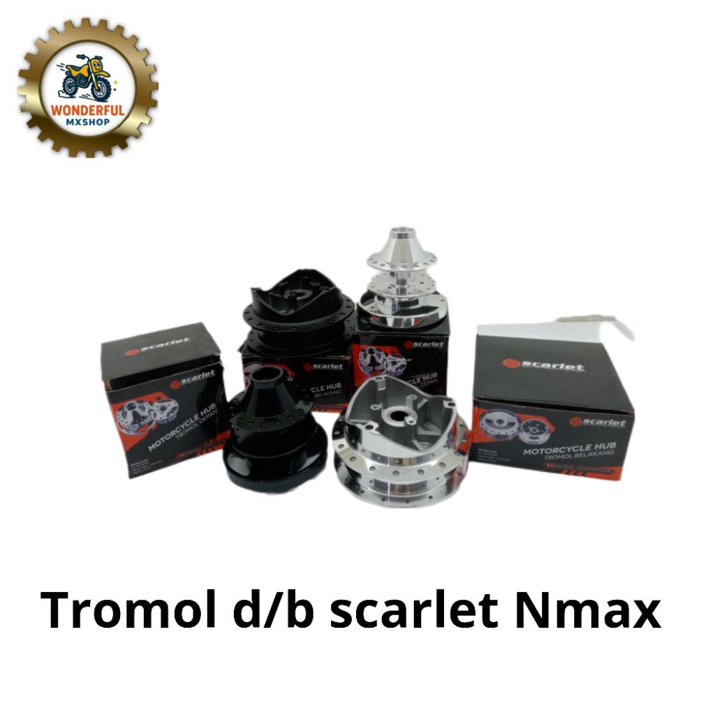 TROMOL HUB TROMOL DEPAN BELAKANG SET NMAX SCARLET RACING