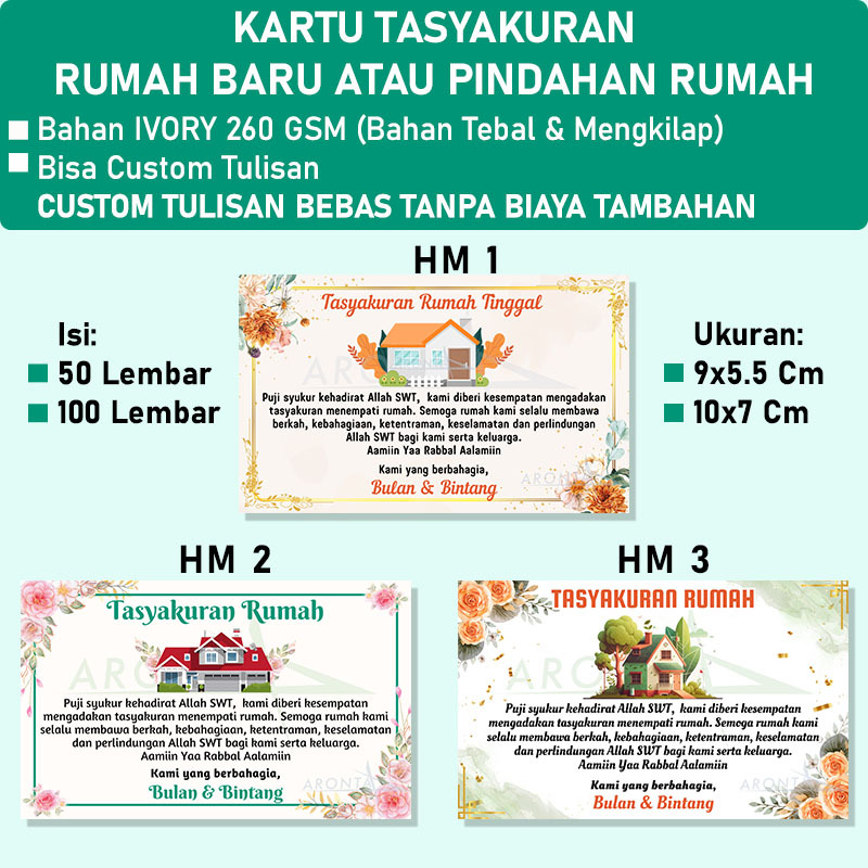 (PER PACK) Kartu Ucapan Tasyakuran Rumah Baru - Kartu Tasyakuran Pindahan Rumah - Syukuran Rumah