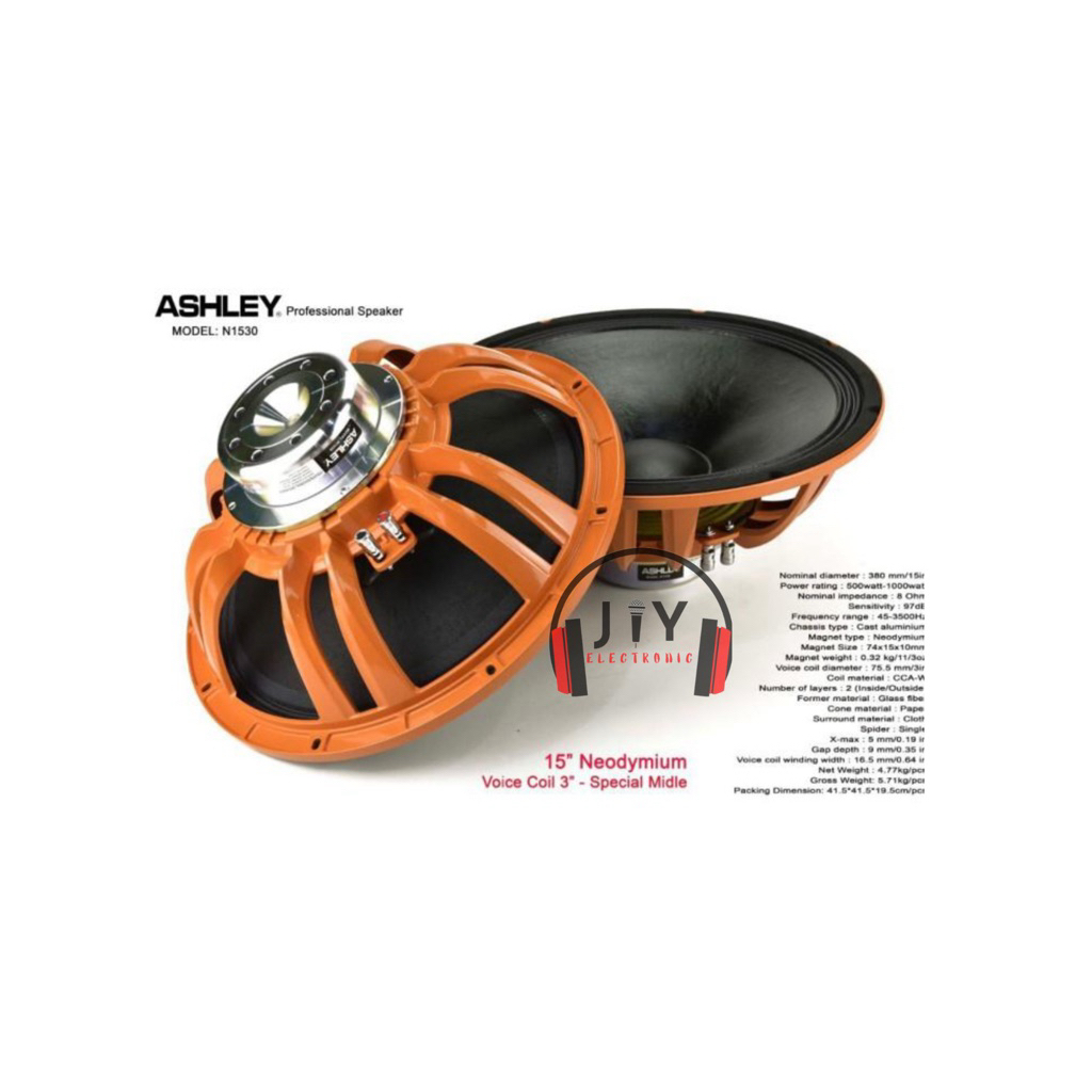 Speaker Komponen Ashley 15 inch N-1530 N 1530 N1530 Neodymium