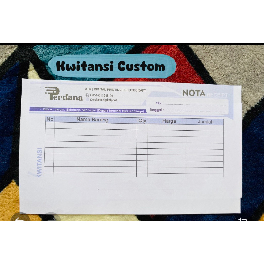 

Cetak Kwitansi Nota Custom