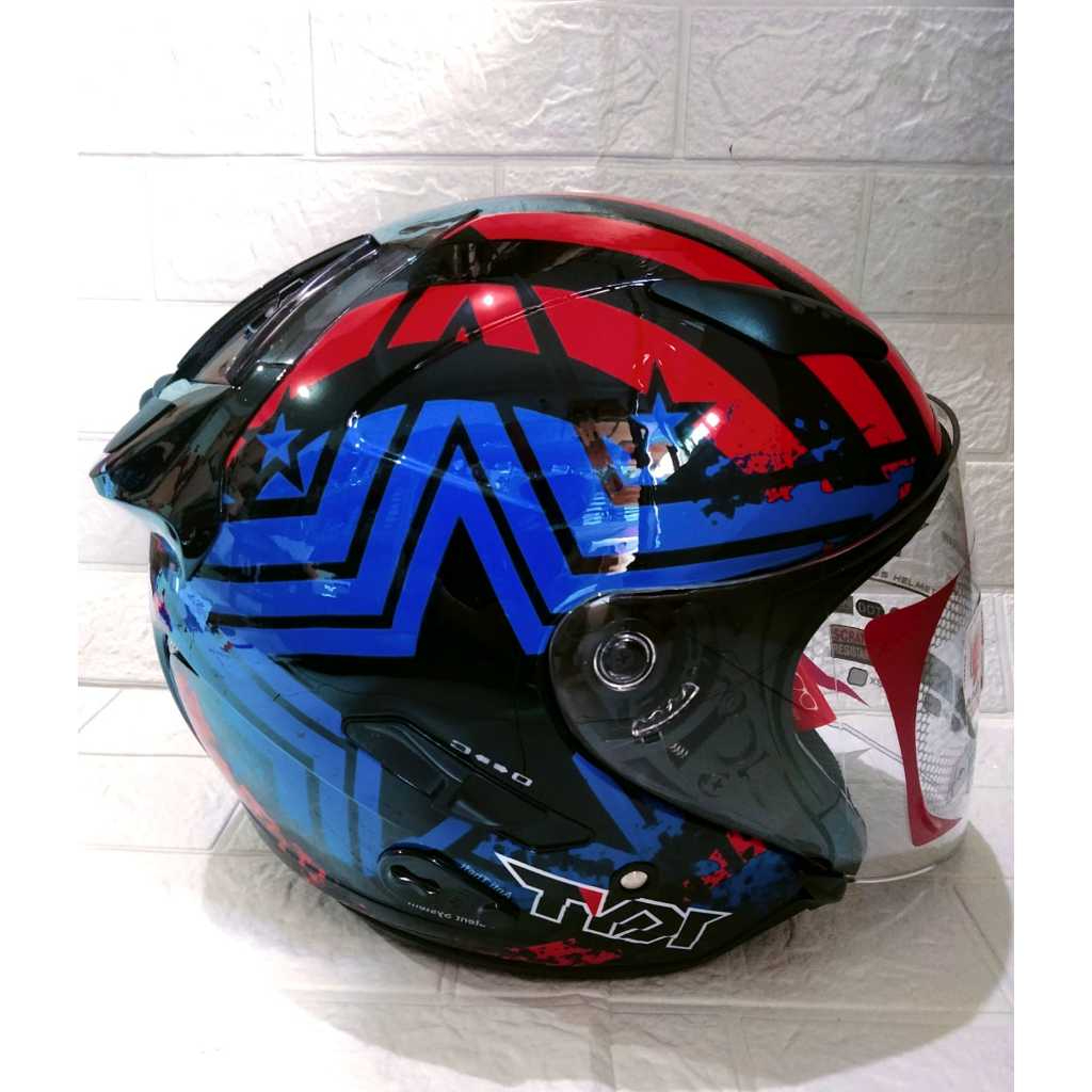 KYT Galaxy Flat R Helm KYT  Galaxy Flat R Star Black Double Visor