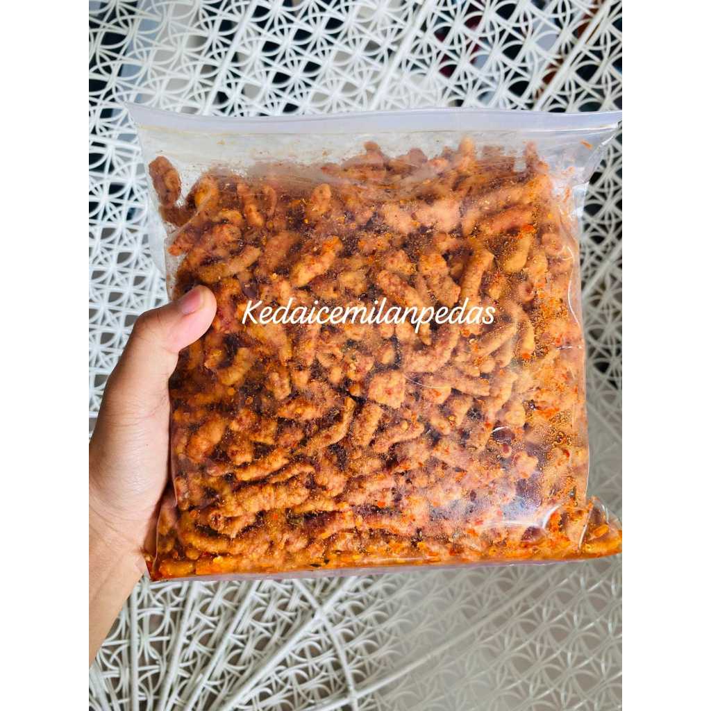 

keripik usus crispy ready varian rasa pedas daun jeruk/original daun jeruk kemasan 1kg 500gr 250gr 100gr