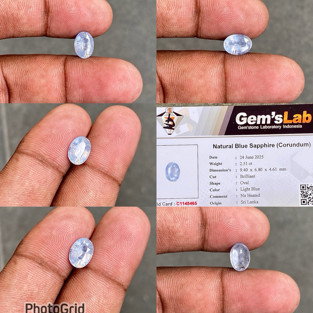 Natural Blue Sapphire Ceylon Srilanka Batu Blue Safir selon srilangka Dim 9.40x6.80x4.61 CT 2.51