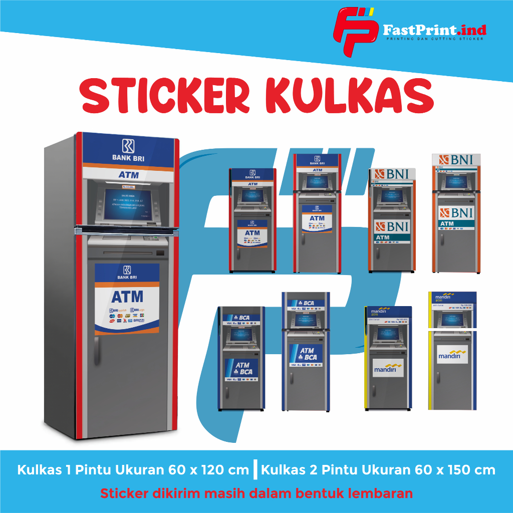 STIKER KULKAS 1 PINTU DAN 2 PINTU STICKER MOTIF ATM BANK
