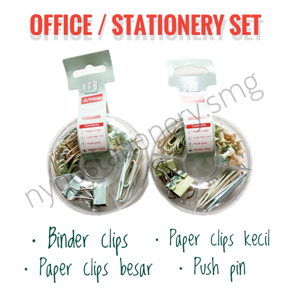 

STATIONERY SET / OFFICE SET LENGKAP BINDER CLIP PAPER CLIP PUSHPIN KLIP KERTAS PAKU PAYUNG PASTEL UNIK ESTETIK