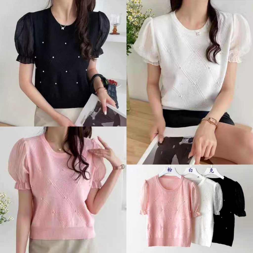 TOP KNIT MUTIARA ATASAN RAJUT PREMIUM ATASAN IMPORT #HELLO MISCHA