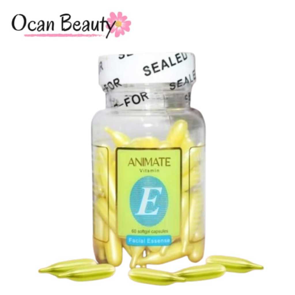 [Ocanbeauty] ANIMATE BIOAQUA Facial Essense Serum Wajah Whitening Vitamin E isi 60 kapsul