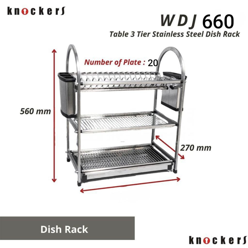 KNOCKERS WDJ 660 Rak Piring 3 Susun Stainless 304