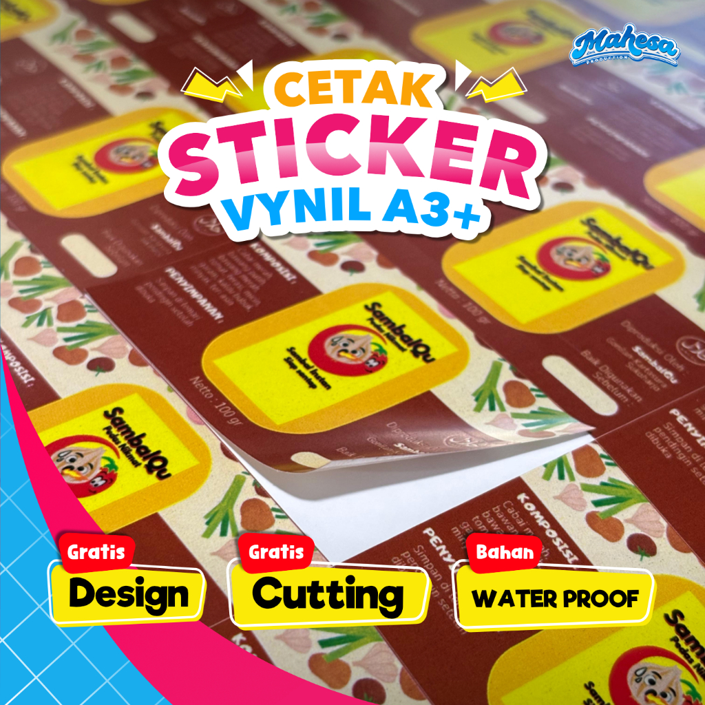 

Sticker Vynil / Stiker Label untuk Makanan / Cetak Stiker Lingkaran Custom / Stiker Logo Makanan / Label untuk Kemasan / Cutting A3+ Vynil