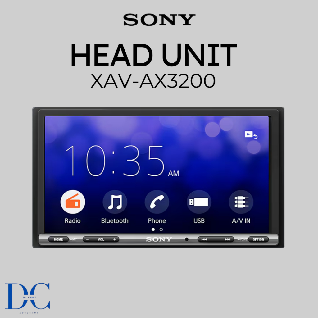 Head Unit Mobil SONY XAV-AX3200 - Double Din Apple CarPlay or Android Auto  - Head Unit SONY - 100% 