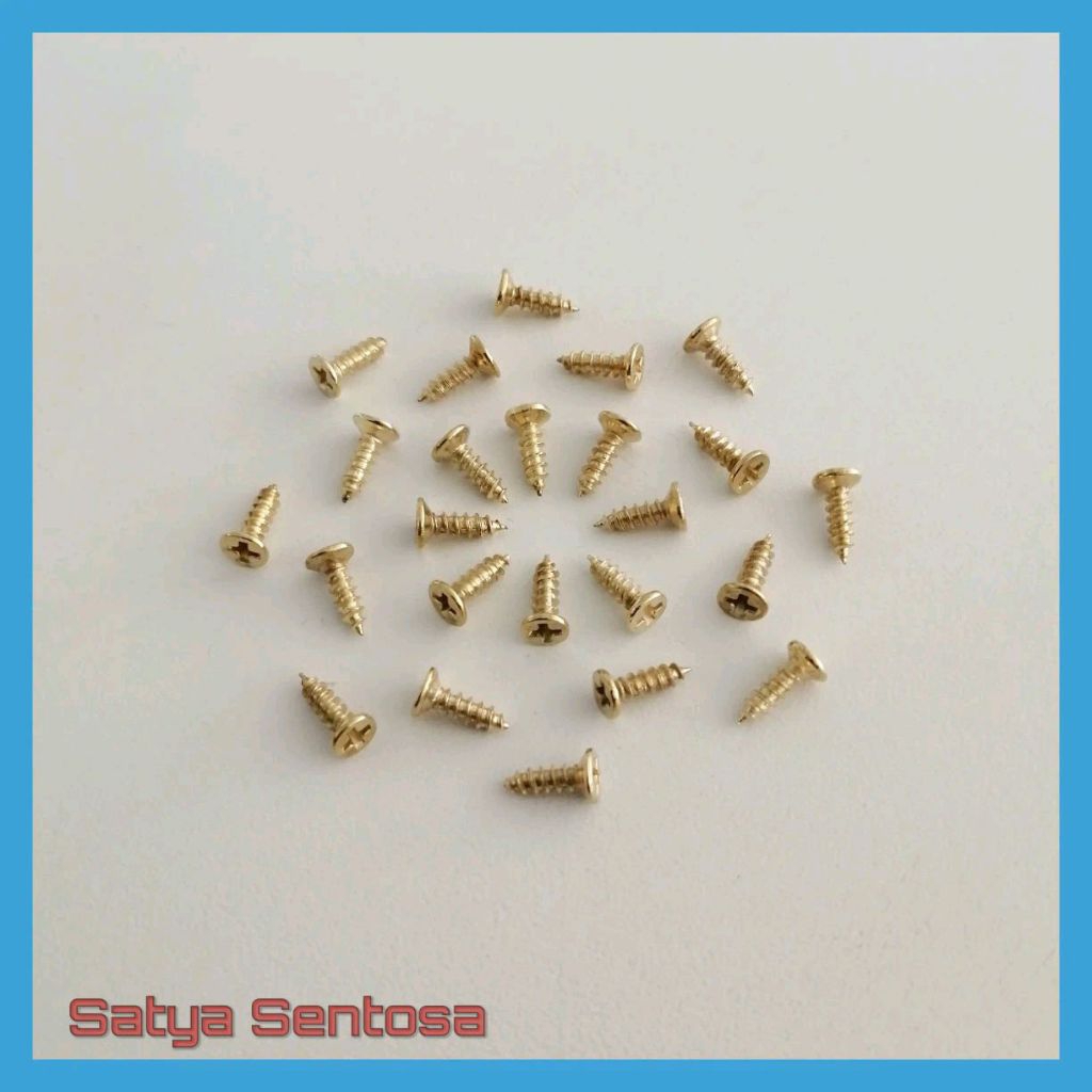 Skrup Mini Kuning Gold 4.5x8 mm / Sekrup Mini Kecil Gold 8 mm (100pcs)