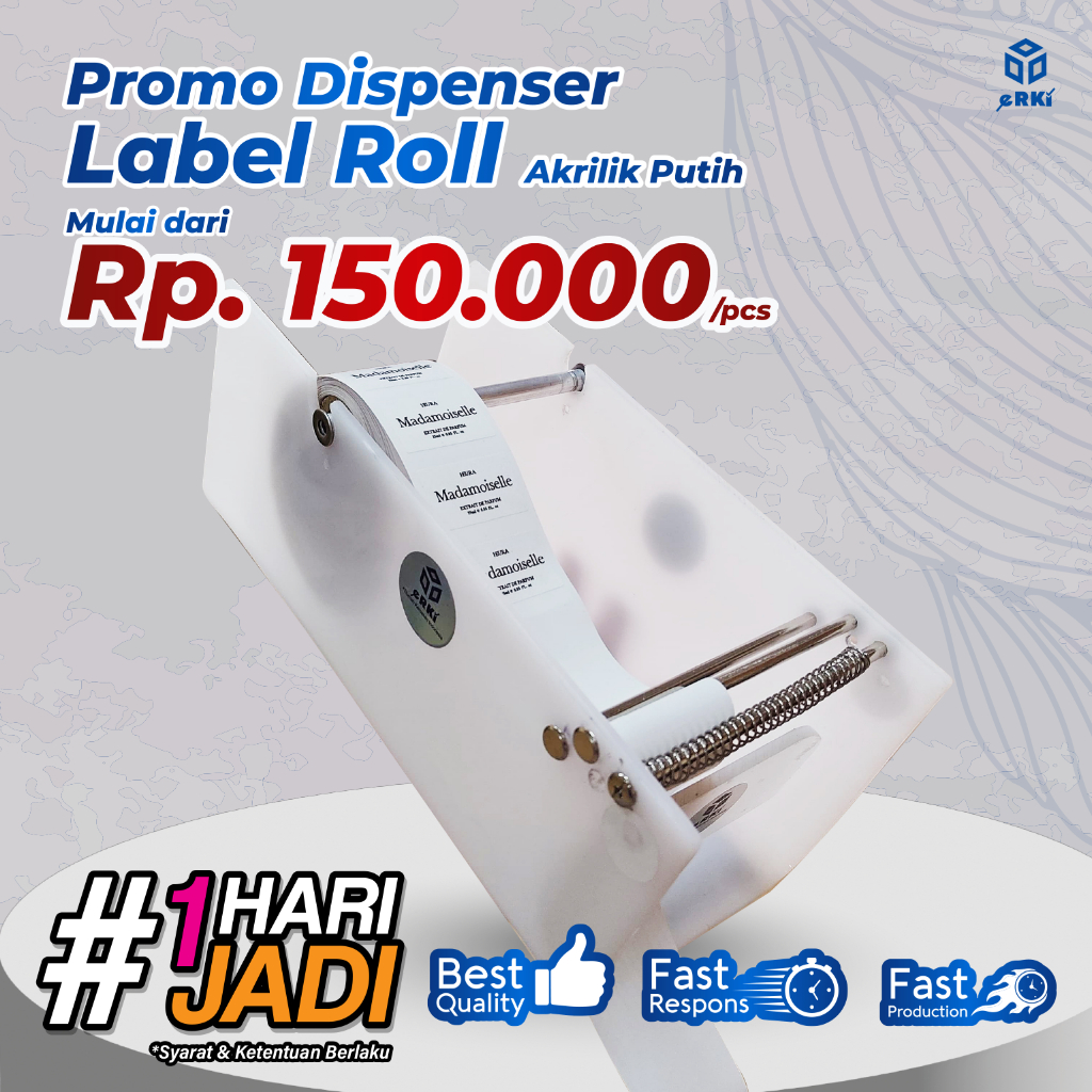 

DISPENSER LABEL ROLL MURAH / AKRILIK PUTIH - EKRI PRINTING