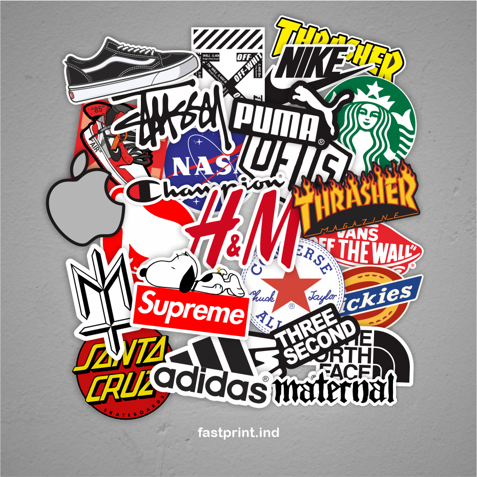 

Stiker Print Sticker Brand Vinyl Laminasi Glossy Sticker Motor Helm - BAHAN GARFTAC PREMIUM ANTI AIR