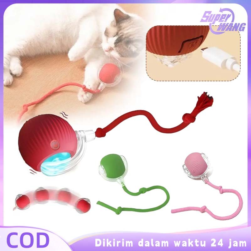 Bola Kucing Otomatis Mainan Bola Elektrik Kucing Led Mainan Kucing Bola Putar Bola Kucing Bergerak
