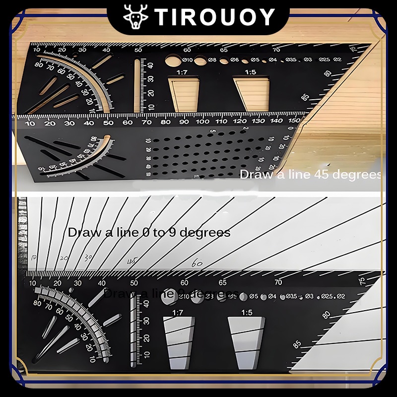 

Penggaris siku tukang mitre 3D Penggaris marking Line 3D ALUMINIUM Speed Square Siku Penggaris Kayu 3D Mitre Angle