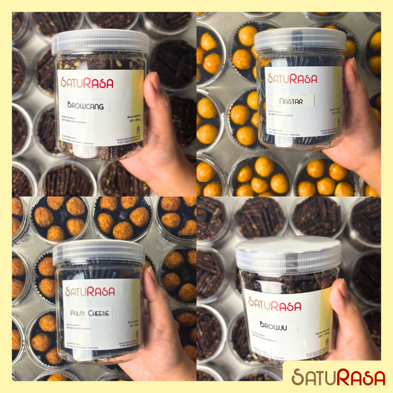 

SatuRasa Cookies Jar Keripik Brownies Nastar Palm Cheese Kue Kering Tabung