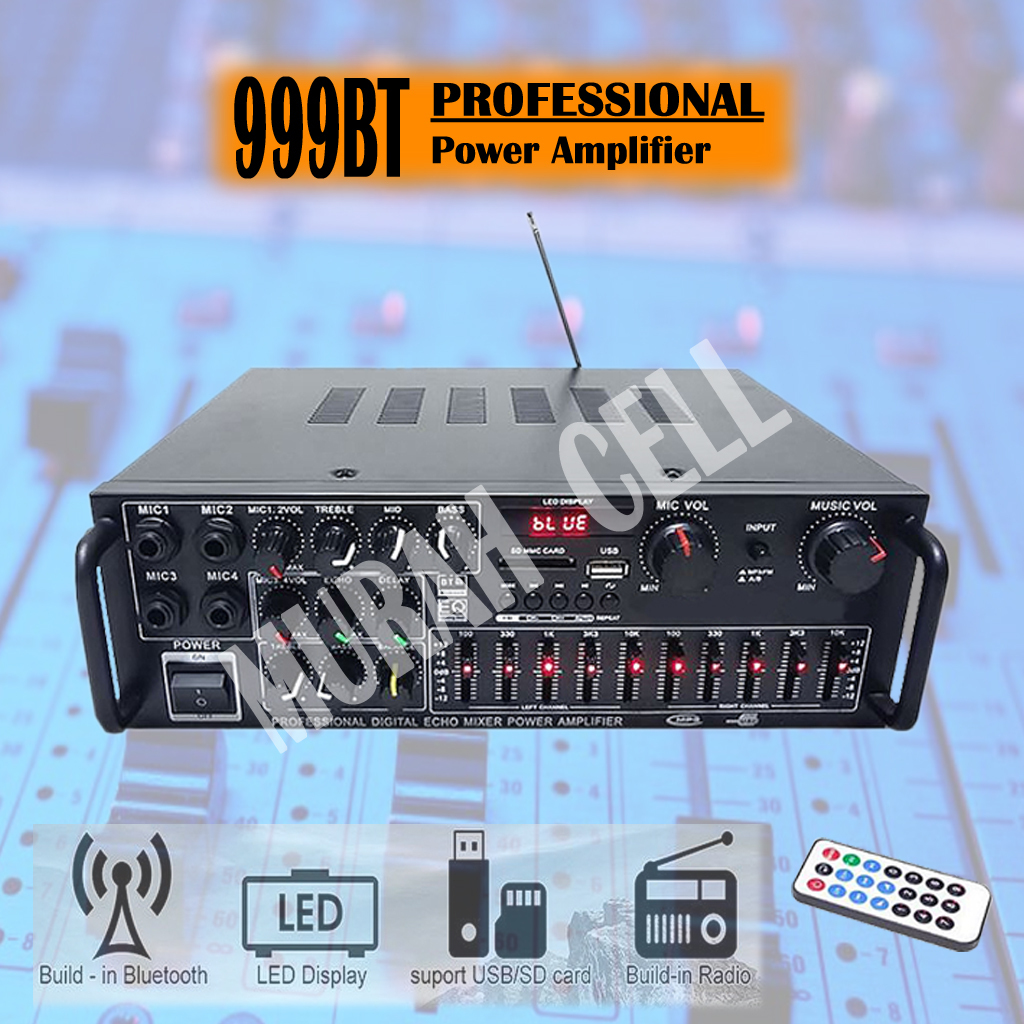 Power Amplifier Bluetooth Karaoke EQ Audio AV999BT / AV 999BT Equaliser Full Bass subwoofer Amplifie