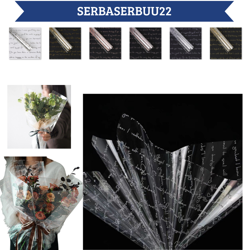 

Isi 20 LEMBAR Flower Wrapping Transparan Waterproof Kertas Buket Bunga Bening Plastik Opp KB045 SS22