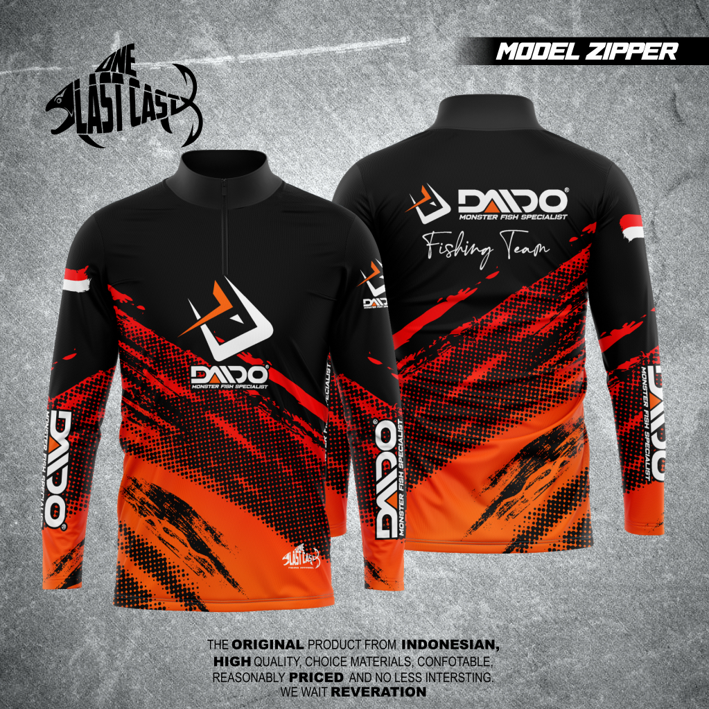 Baju Mancing / Jersey Mancing Model Kerah Berdiri Zipper / Jersey DAIDO FISHING TEAM FullPrint