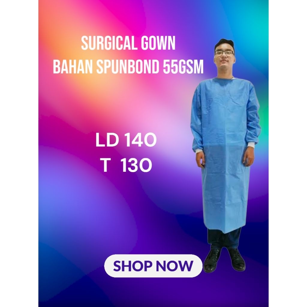 SURGICAL GOWN SPUNBOND APD GWON BAJU LABORATORIUM BAJU MEDIS BAJU PRAKTEK