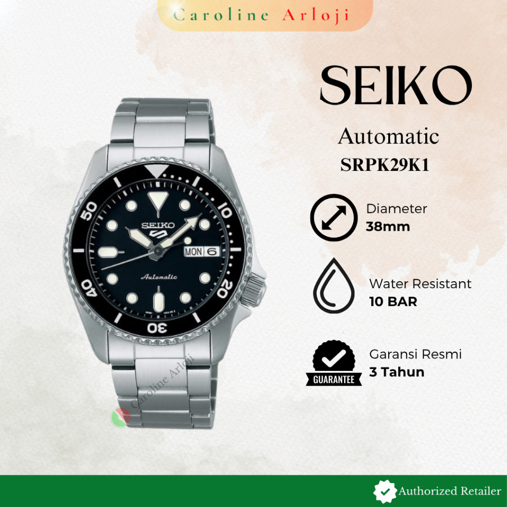 ORIGINAL Jam Tangan Pria Seiko 5 SRPK SRPK29K1 / SRPK31K1 / SRPK33K1/ SRPK35K1 Automatic Rantai