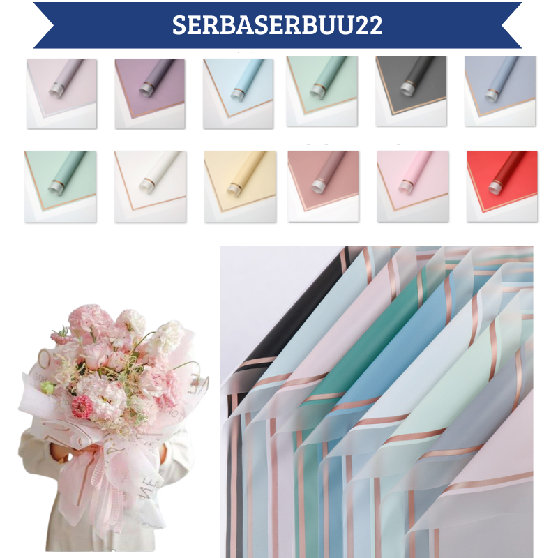 

Isi 20 LEMBAR Flower Wrapping Paper Varian List Gold Frame Transparan Kertas bunga cellophane Florist Kertas Kado KB05 SS22