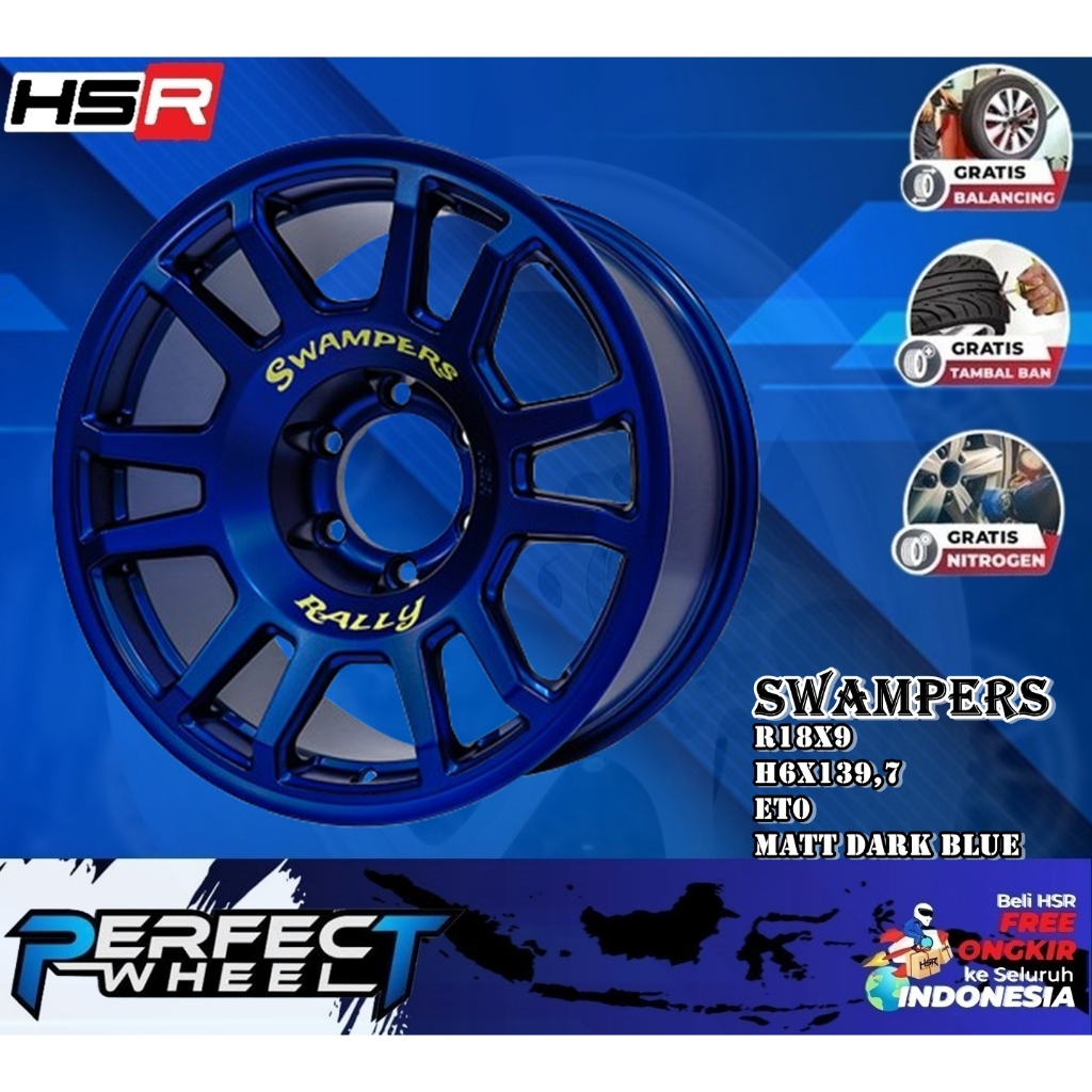 Velg Mobil Toyota Fortuner Ring 18 Velg Hsr Wheel Swampers Matt Dark Blue