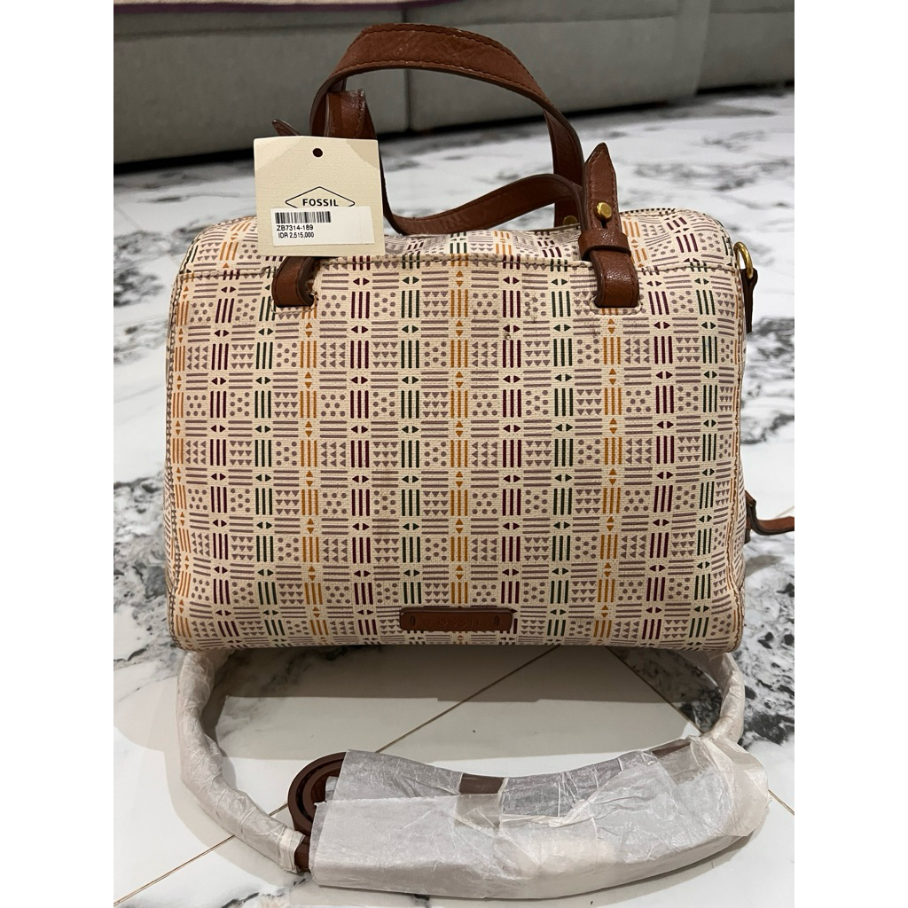 Fossil satchel white multi