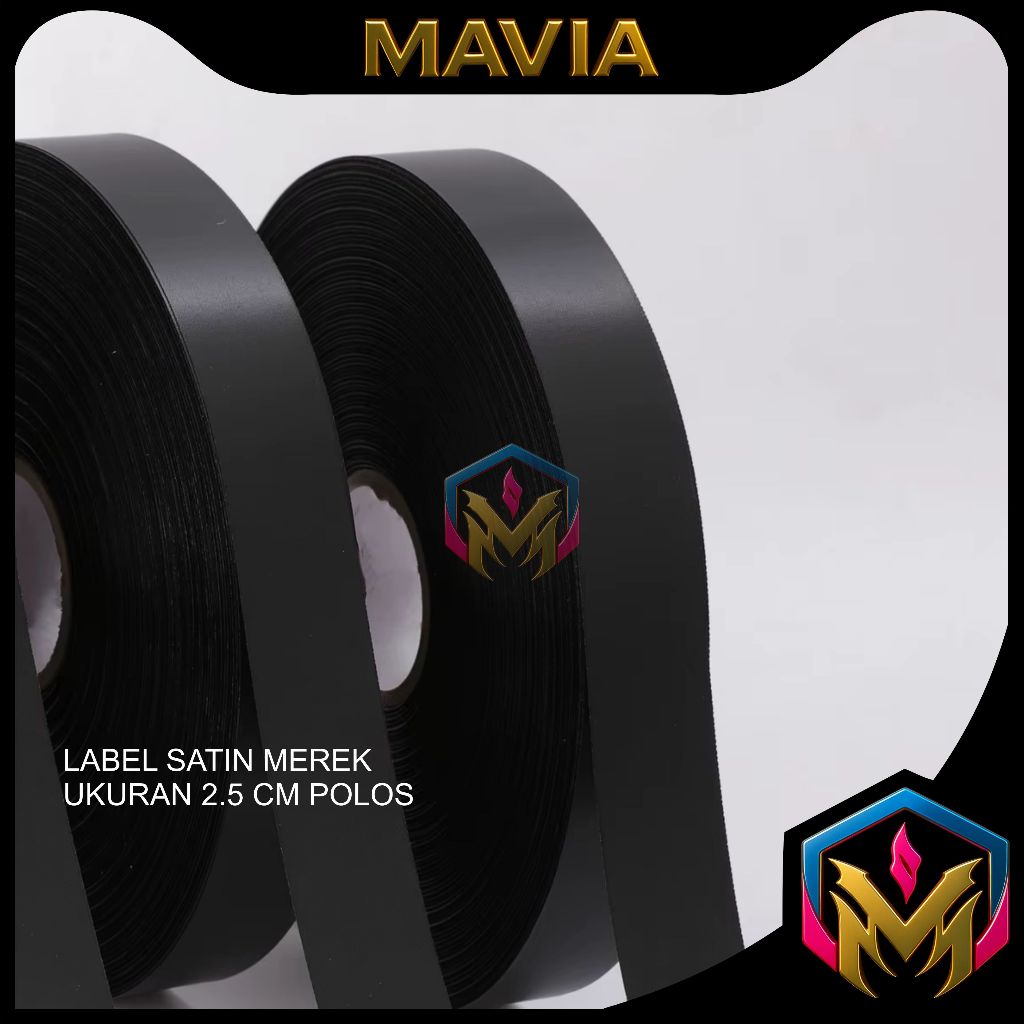 

LABEL SATIN MEREK WARNA HITAM 2.5CM / pita sattin hitam polos pita satin hitam label pita bahan label hitam