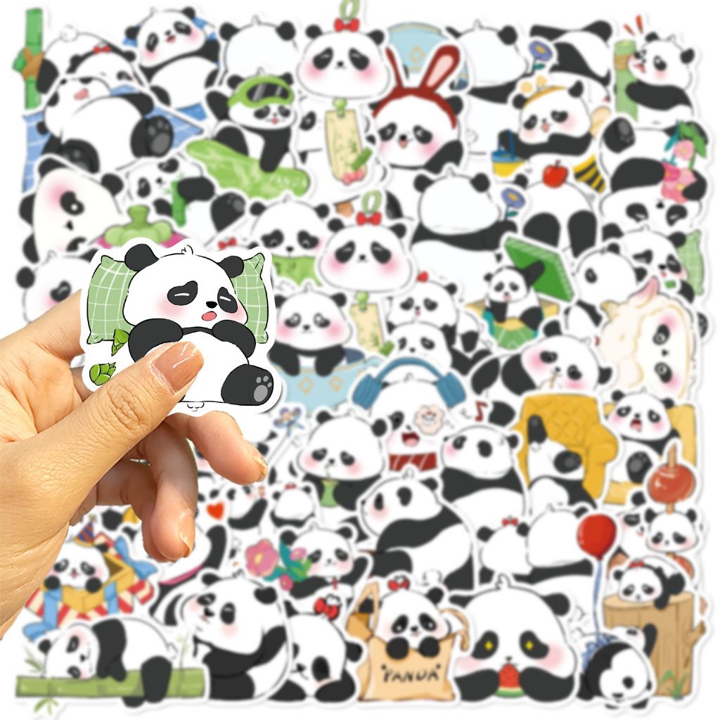 

[50 Pcs] DECO STICKER | STICKER DIY | JURNAL AESTHETIC stiker grafiti hewan panda asli kartun untuk menghias gitar, notebook, koper, stiker DIY