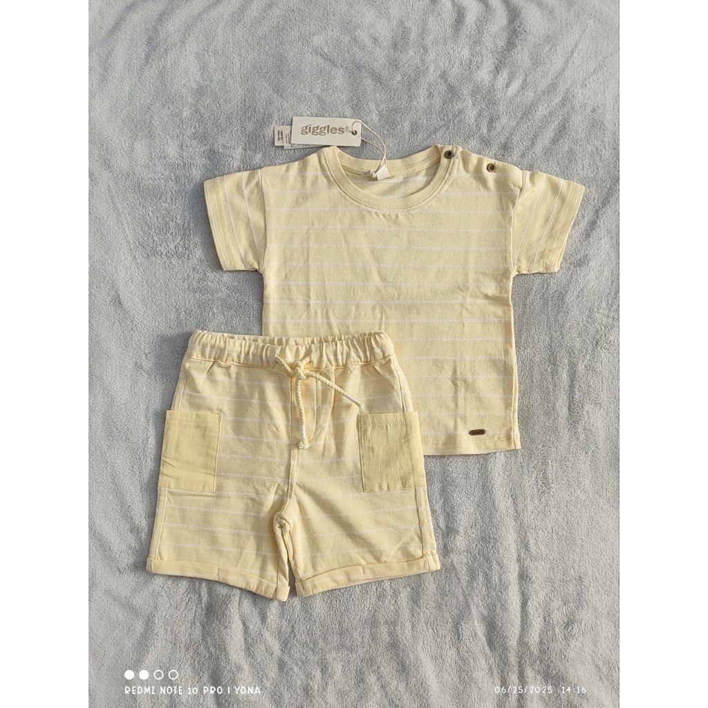 NEW BABYSHOP JUNIORS SALE GIGGLES STRIPED CREW NECK T-SHIRT & SHORTS SET 12-18M