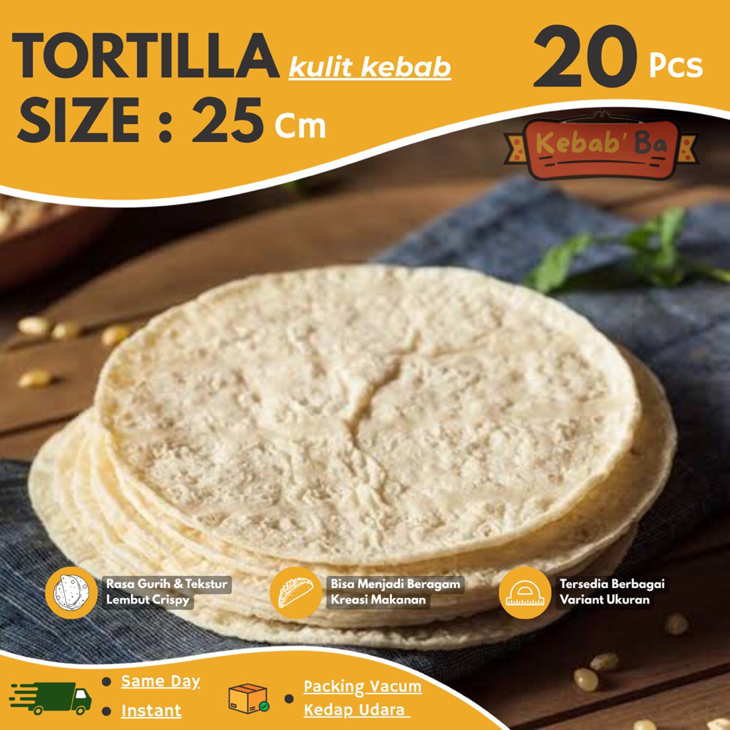 

TORTILLA KULIT KEBAB PREMIUM UKURAN 25 CM ISI 20 PCS Tortilla Skin Kulit Shawarma