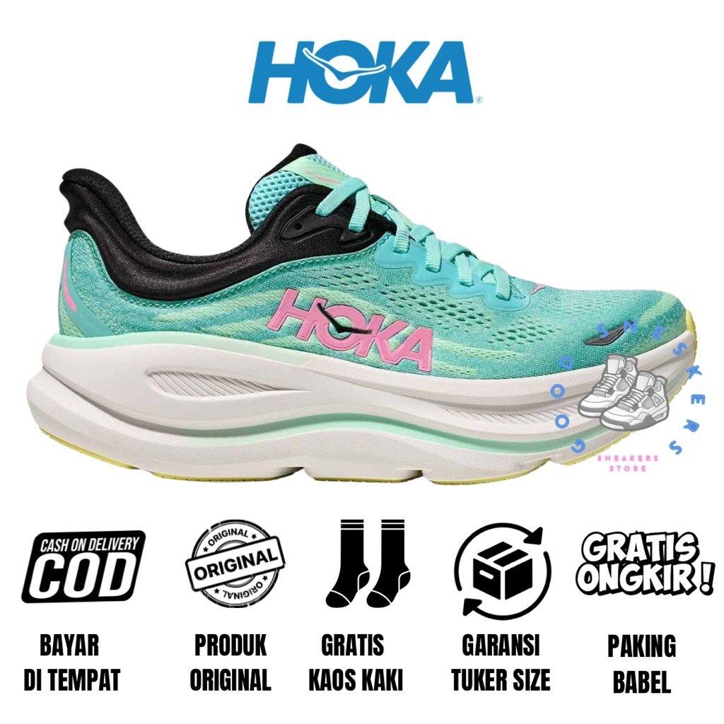 Sepatu Running Wanita Hoka Original Hoka Bondi 9 Bluespark minat