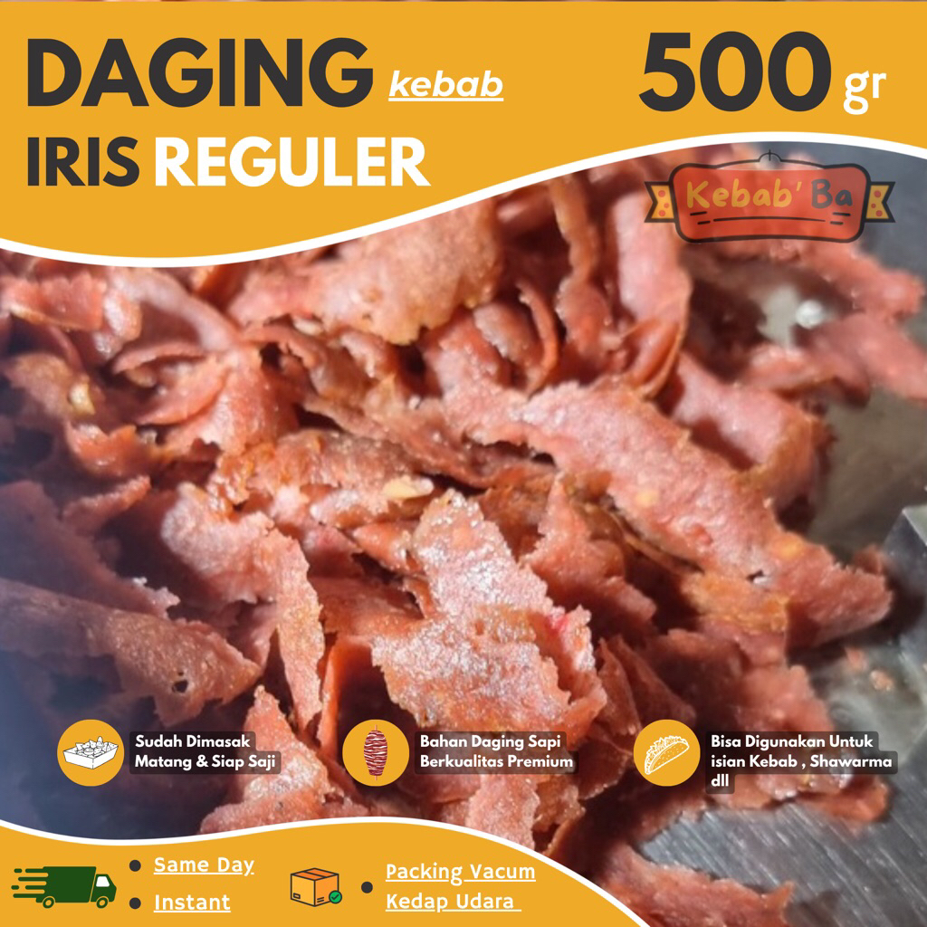 

DAGING KEBAB IRIS MATANG 500 GRAM REGULER SLICE DAGING KEBAB DAGING SAPI