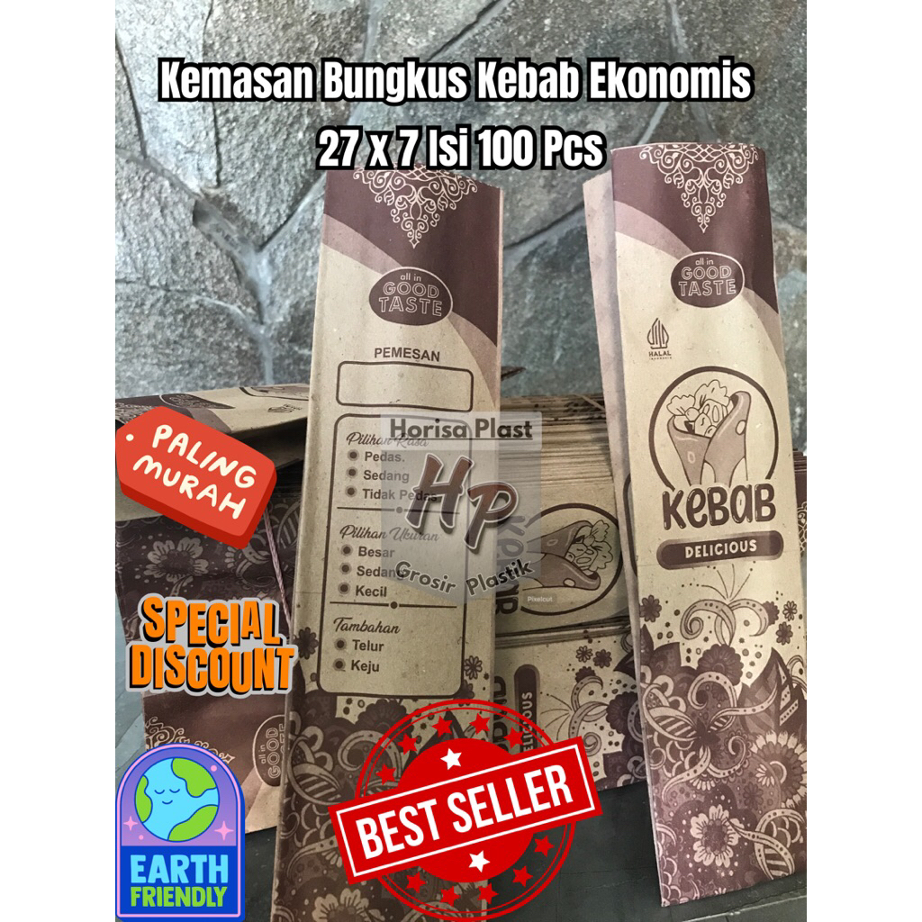 

Kemasan bungkus kebab isi 100 pcs ekonomis craft food grade termurah