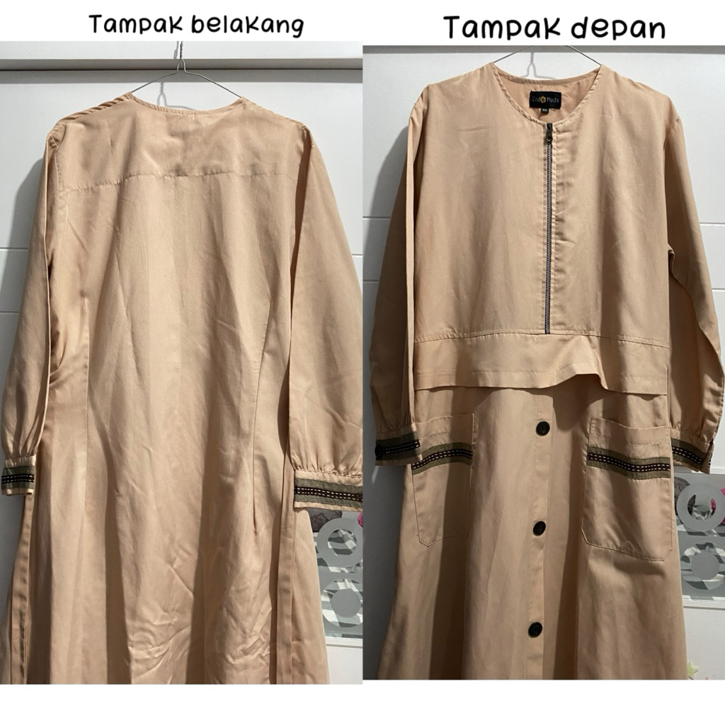 PL-Gamis Cream dan hijab elbina