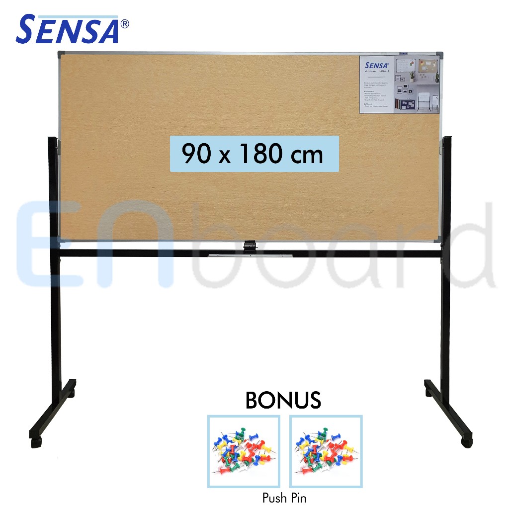 

Softboard / Pin Board / Cork Board / Papan Pengumuman / Mading Standing Polos Sensa 90 x 180 cm