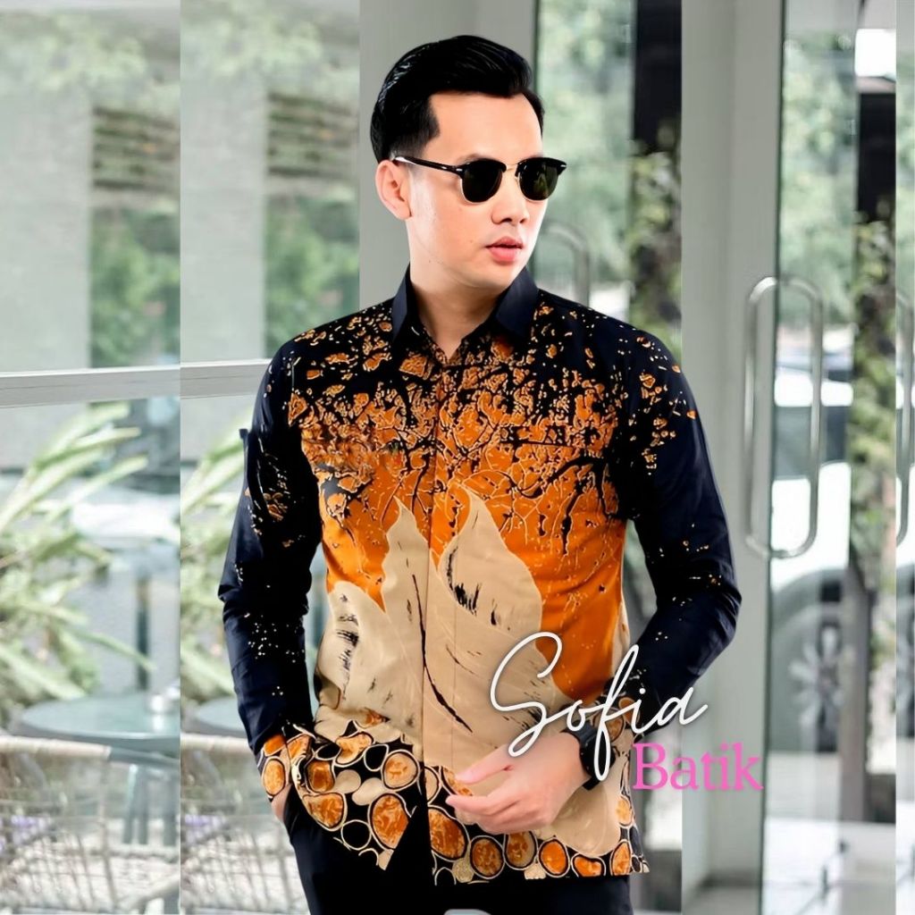 Kemeja Batik Pria Lengan Panjang Ukuran M L XL XXL Atasan Batik Pria Lengan Panjang - Baju Batik Cow