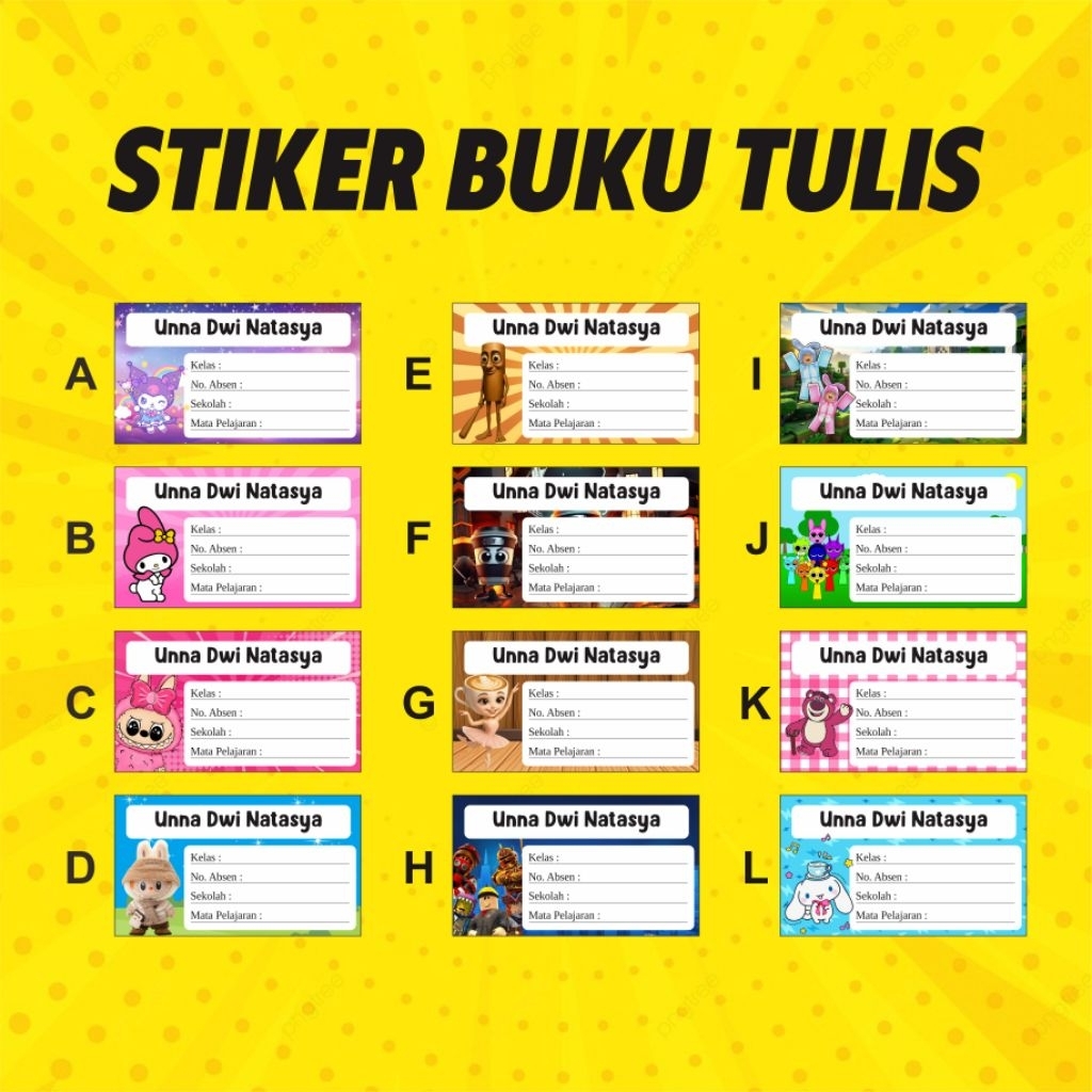 

stiker mapel buku tulis free nama dan sekolah