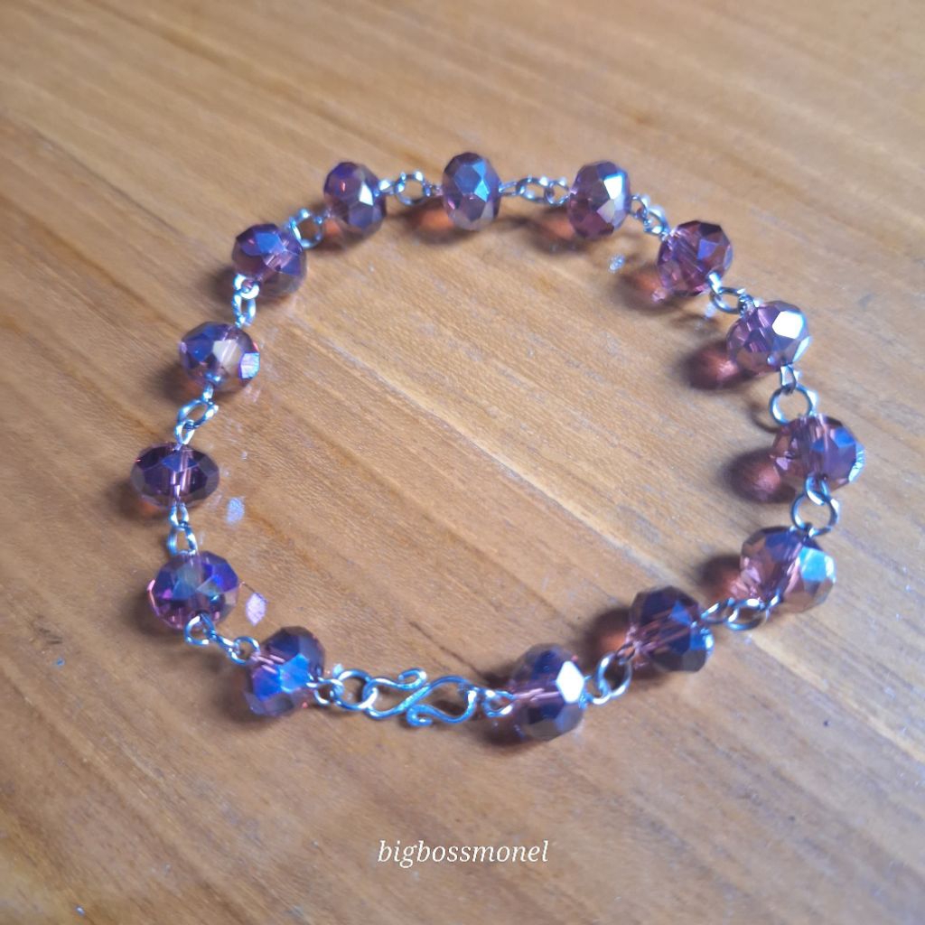 Gelang crystal ungu dewasa monel original