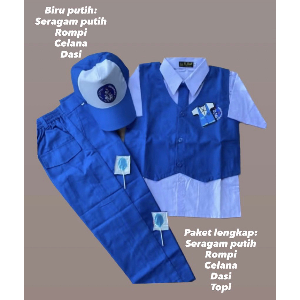 Seragam TK Nasional seragam biru putih panjang seragam sekolah seragam tk laki murah
