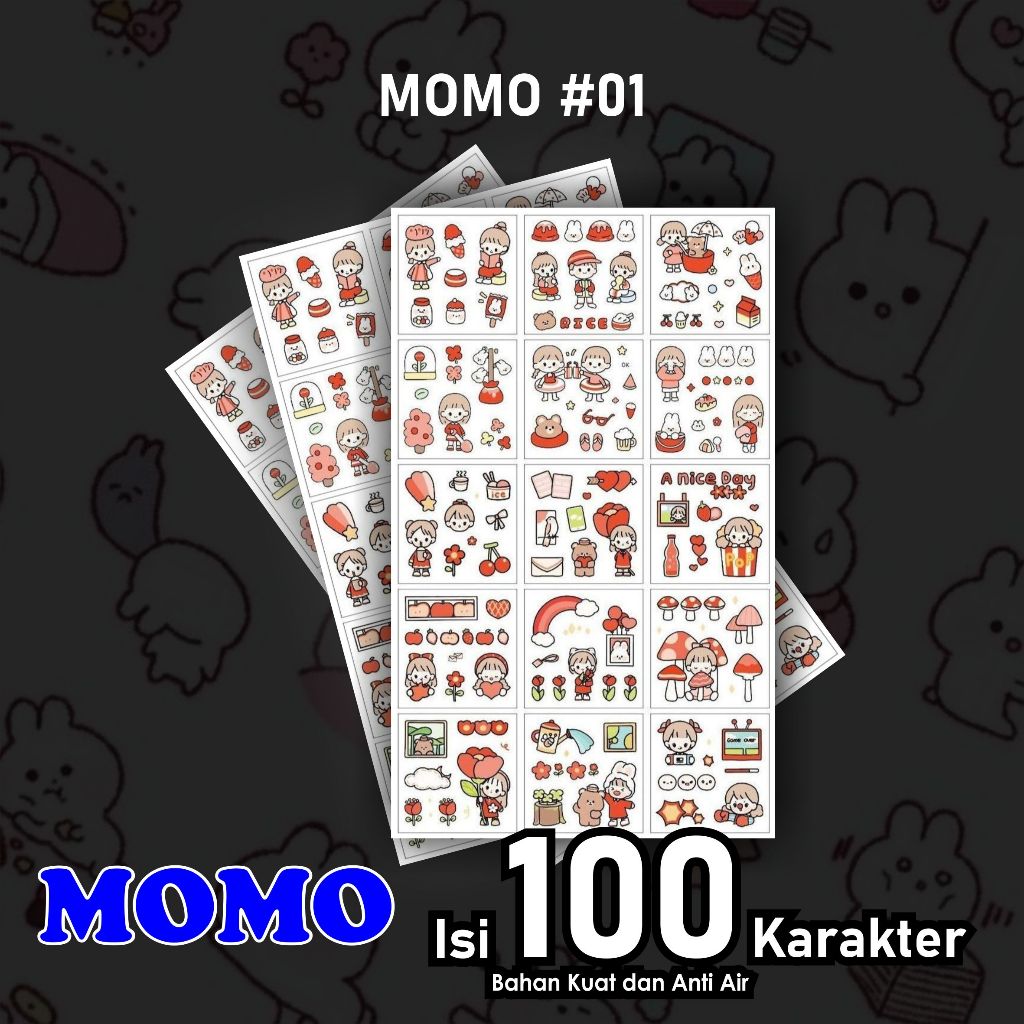 

Stiker Pack Chibi Momo Cute Karakter Kartun Anime Lucu Sticker Random