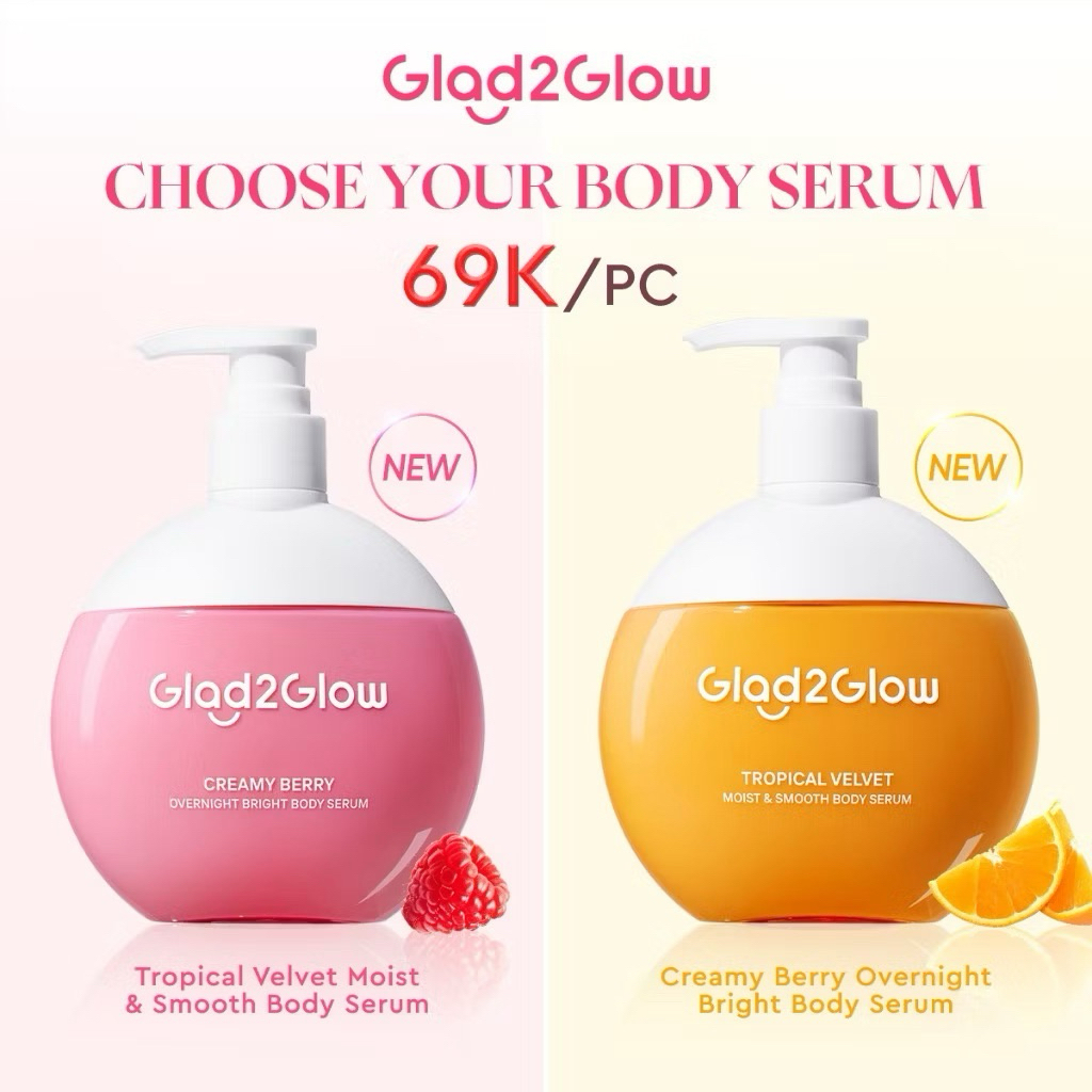 Glad2Glow Creamy Berry Overnight Bright Body Serum 300ml Glad2Glow Whitening Body Lotion Body Cream 