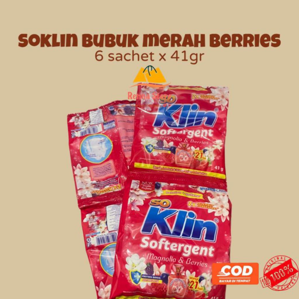 36sachet SoKlin Softergen Bubuk PK 41gr Detergen Cuci Baju